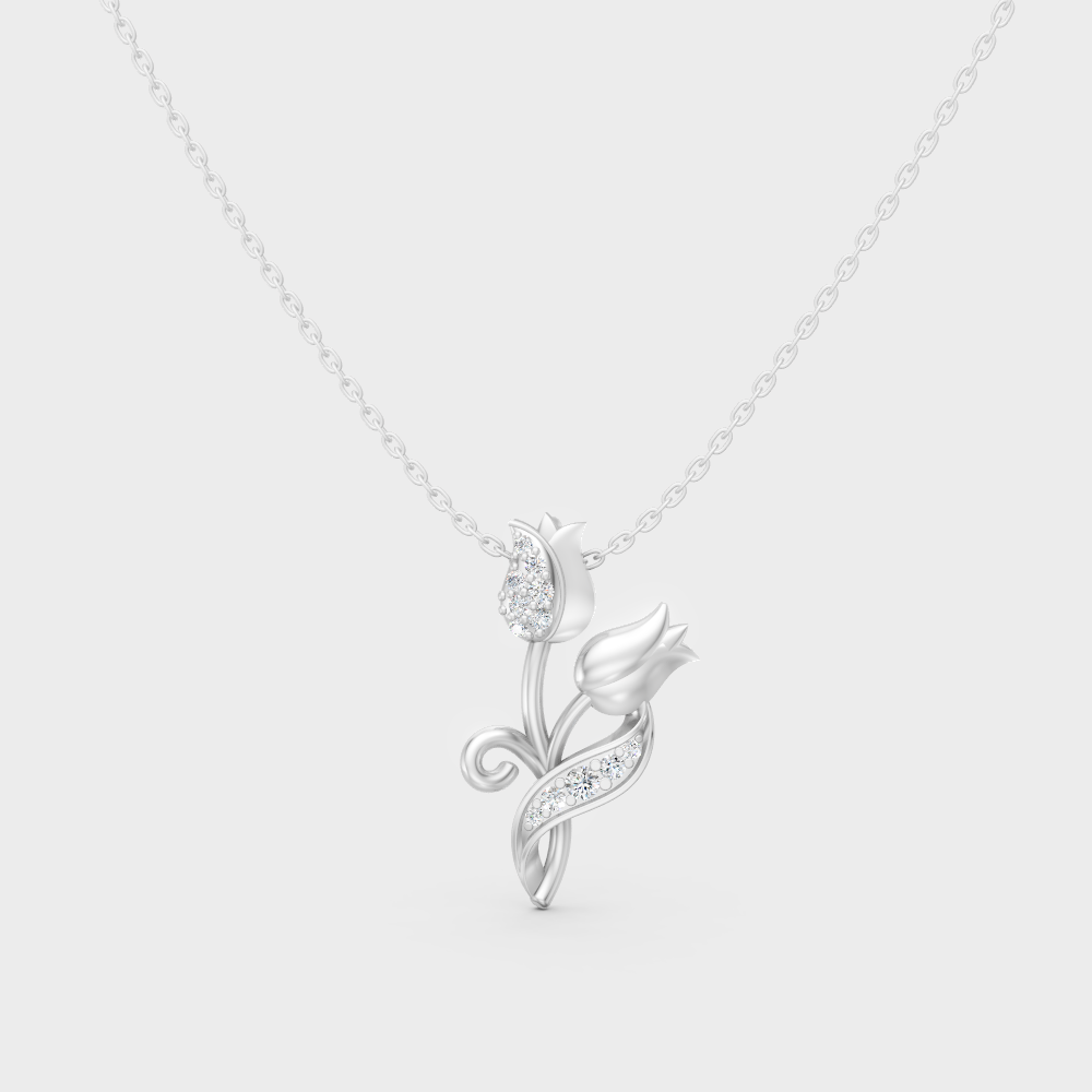 0.08 Ct Round Lab-Grown Diamond Pendant With Chain In White Gold
